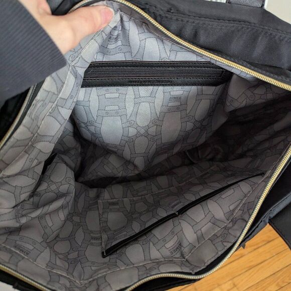 Aimee Kestenberg | Black Nylon Travel Tote Bag with Gold Hardware - Picture 10 of 13